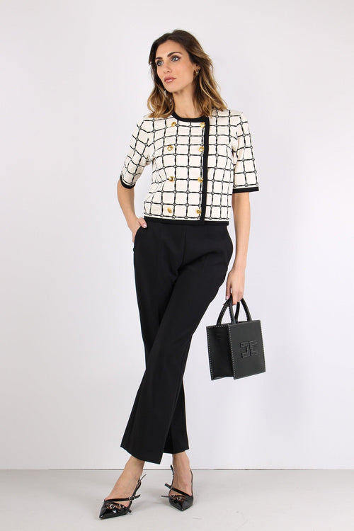 Maglia Logo Bottoni Oro Burro/nero