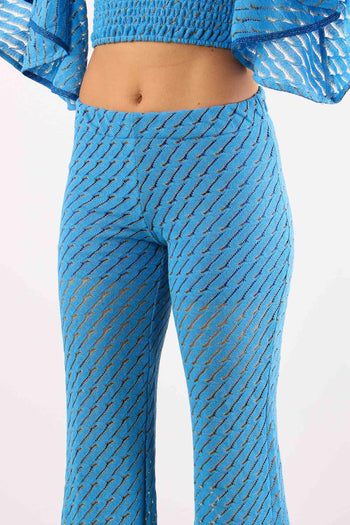 Pantalone Svasato Jacquard Bluette - 7