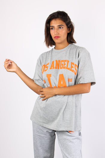 T-shirt Over Los Angeles Grigio Melange - 5