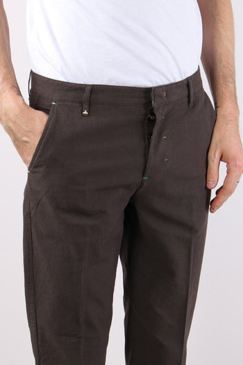 Pantalone Chino Misto Lino Caffe - 5