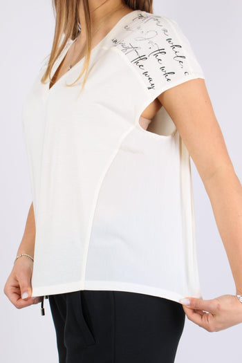 T-shirt V Scatoletta Scritta S Whithe Milk - 7