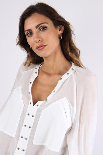 Darren Blusa Voile Bulloni Bianco Biancaneve - 6