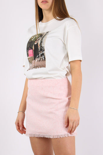 Minigonna Effetto Boucle Rosa - 3