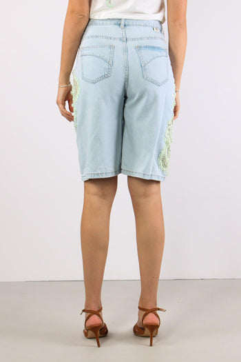 Bermuda Inserto Pizzo Paiillettes Denim - 6