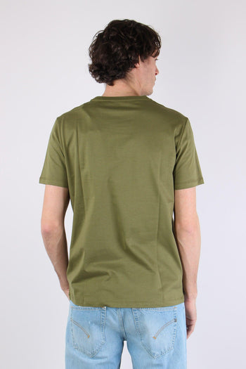 T-shirt Logo Cotone Verde Militare - 4
