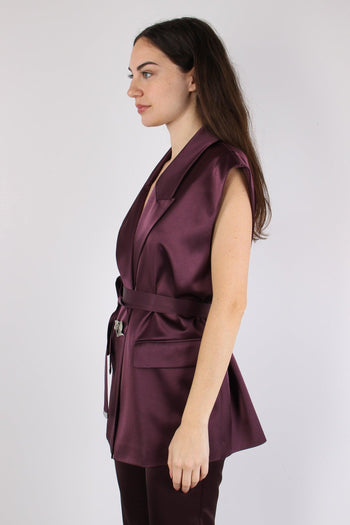 Melanzana Gilet Effetto Raso Bordeaux - 6