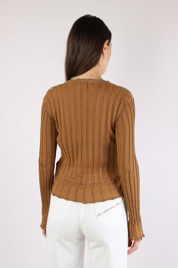 Cardigan Lurex Cammello - 4
