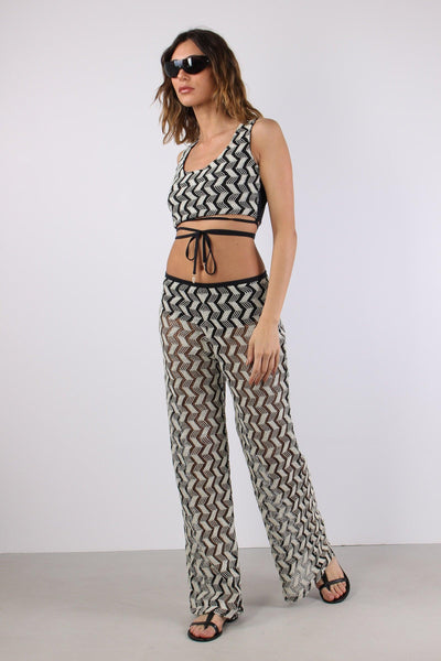 Top Rete Jacquard Nero