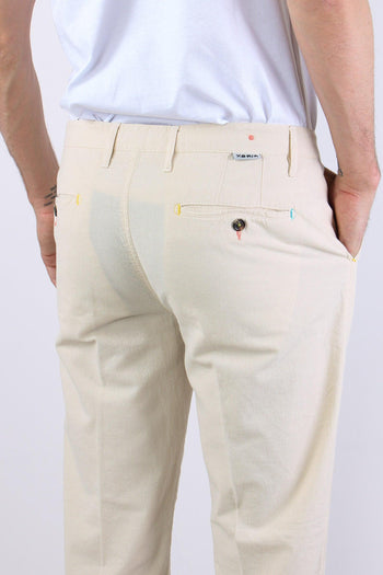 Pantalone Chino Misto Lino Panna - 7