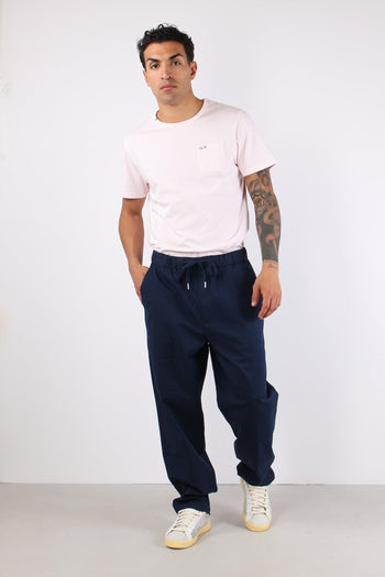 Pantalone Cotone Coulisse Navy Blue - 3