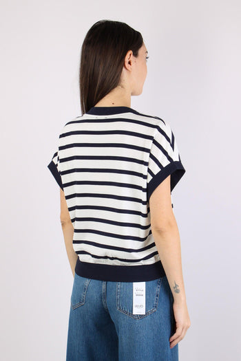 Maglia Smanicata Riga White/blue - 4