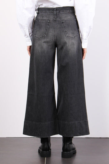 Denim Crop Orlo Alto Denim Nero - 4