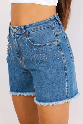Short Denim Strass Borchie Denim - 7