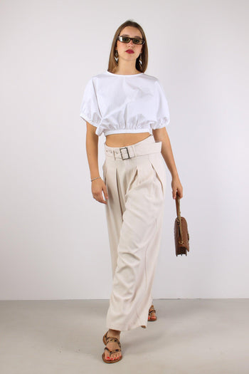 Pantalone Multi Pences Cintura Sabbia - 5
