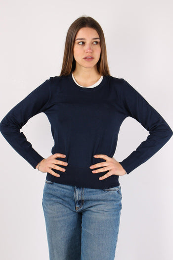 Maglia Girocollo M/l Viscosa Blu - 3