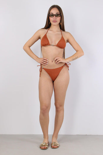 Bikini Triangolo Lurex Arancio - 5