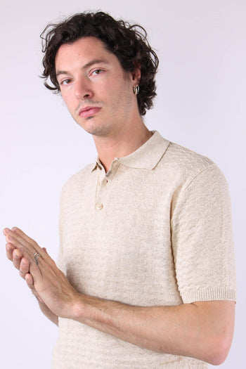 Polo Cotone Lavorato Beige - 7