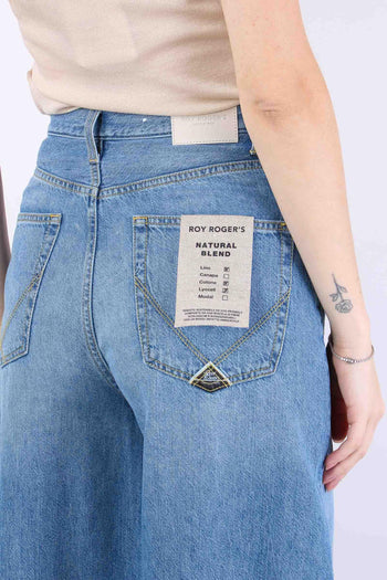 Denim Wide Misto Lino Denim Chiaro - 7