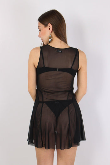 Abito Corto Tulle Nero - 5