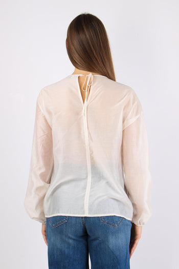 Blusa Mussola Apertura Davanti Burro - 3