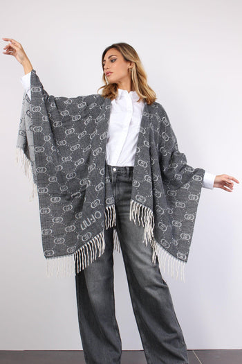 Poncho Frange Maxi Logo Grey Cloud - 3