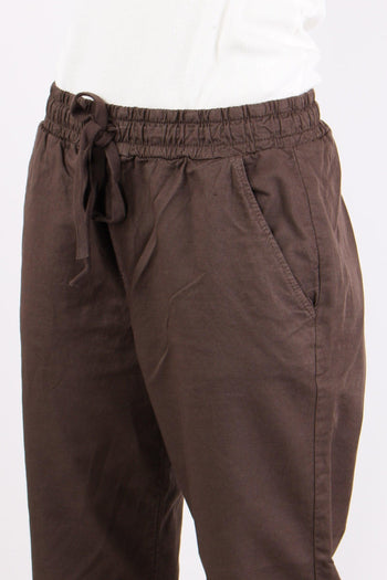 Pantalone Jogging Misto Lino Cioccolato - 7