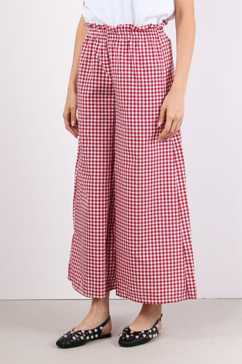 Pantalone Cropped Vichy Bianco/rosso - 3