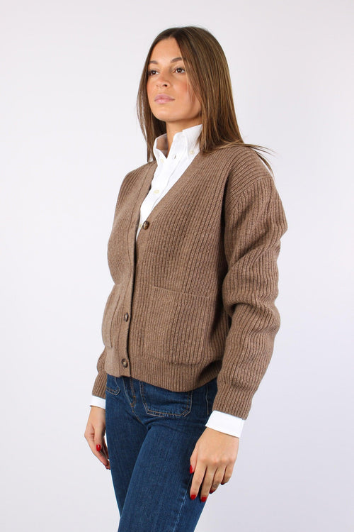 Cardigan Inserto Tasche Light Brown - 2