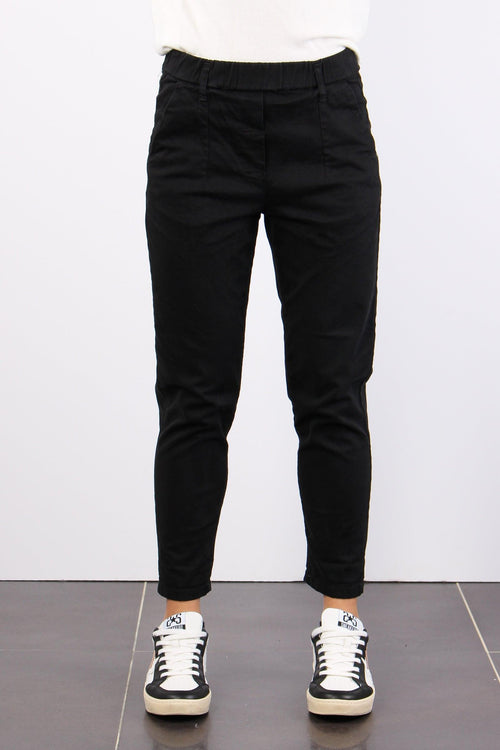 Pantalone Gabardina Elastico Nero - 2