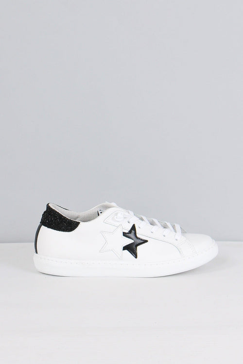 Sneakers Low Inserto Glitter Bianco/nero