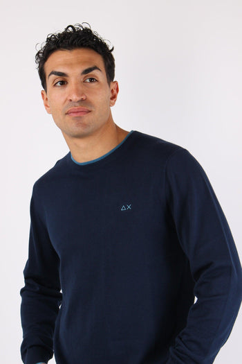 Maglia Collo Contrasto Navy Blue - 7