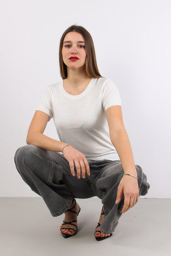 Maglia Girocollo M/m Viscosa Off White - 3