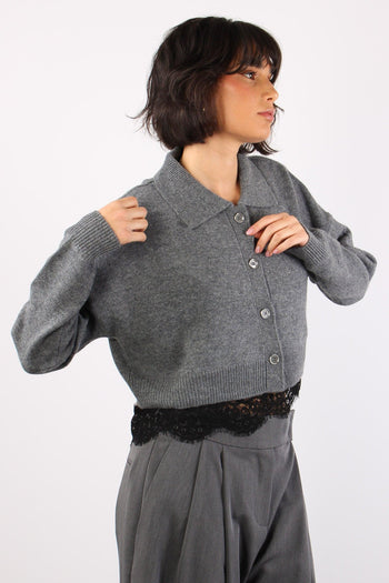 Tipicocardigan Pizzo Staccab Grigio/nero - 5