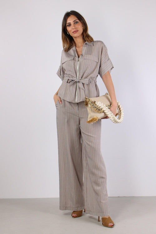 Pantalone Palazzo Riga Beige