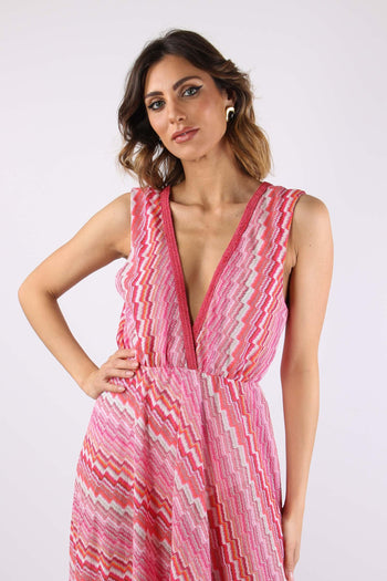 Abito Lungo Jacquard Electric Fuxia - 9