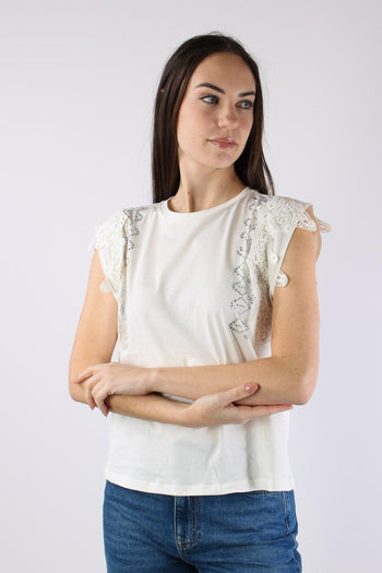 Canotta Inserto Macrame Bianco Lana - 7