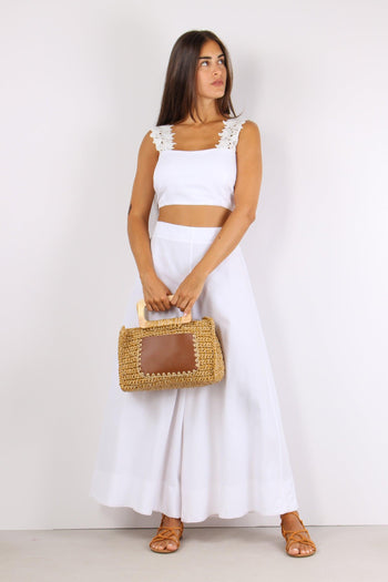 Top Corto Spalline Macrame Bianco - 5