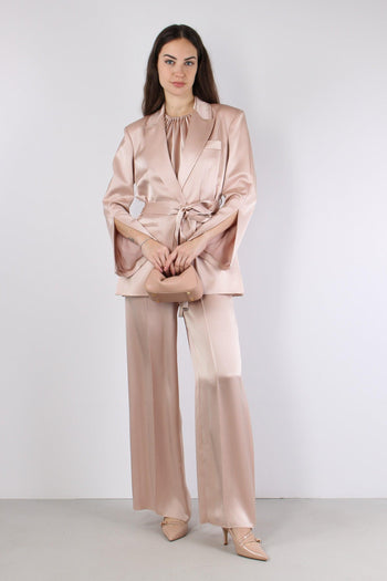 Rapa Giacca Cintura Satin Rosa Mogano - 3
