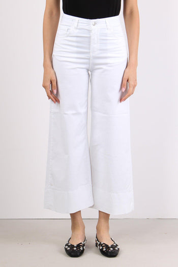 Pantalone Cropped Orlo Alto Bianco - 2