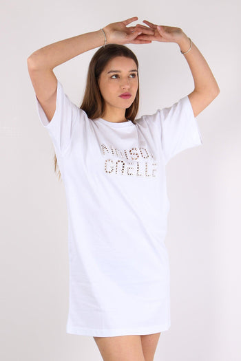 Maxi T-shirt Ricamo Maison Gae Bianco - 7