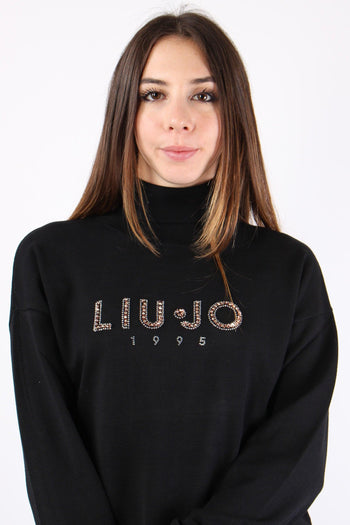 Maglia Collo Alto Logo Lurex Nero/cammel - 6