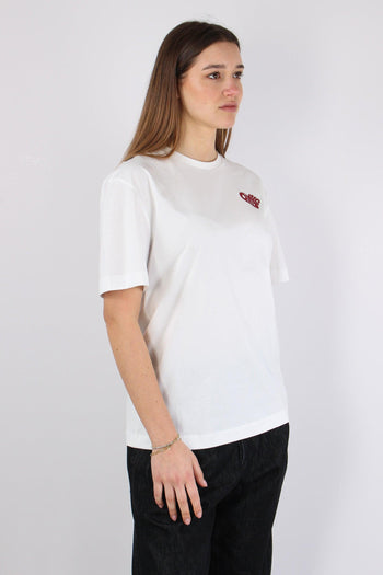 Strepitoso T-shirt Logo Strass Bianco/rosso - 5