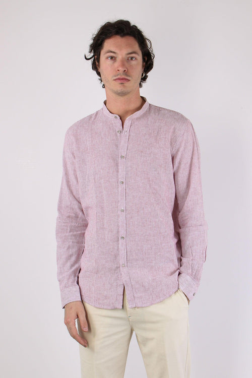 Camicia Lino Microriga Bordo