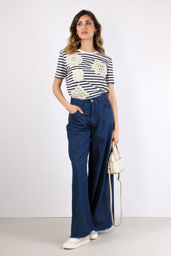 Pantalone Palazzo 5 Tasche Cha Denim - 5