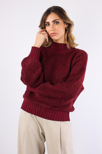 Maglia Boucle Mezzo Collo Bordeaux - 5