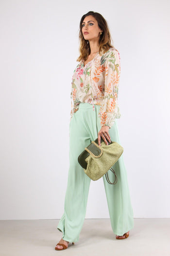 Pantalone Palazzo Pences Verde Acqua - 5