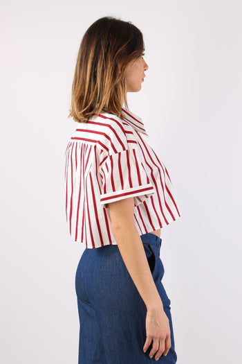 Camicia Corta Riga Bianco/rosso - 6