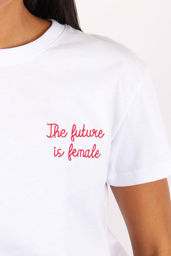 T-shirt Ricamo The Future Is Bianco - 7