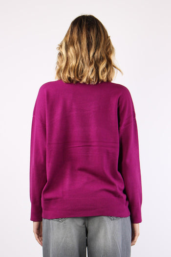 Maglia Over Collo Alto Magenta - 3