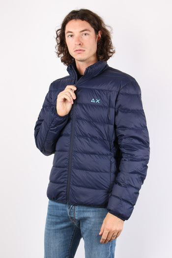 Piumino Collo Alto Logo Navy Blue - 6